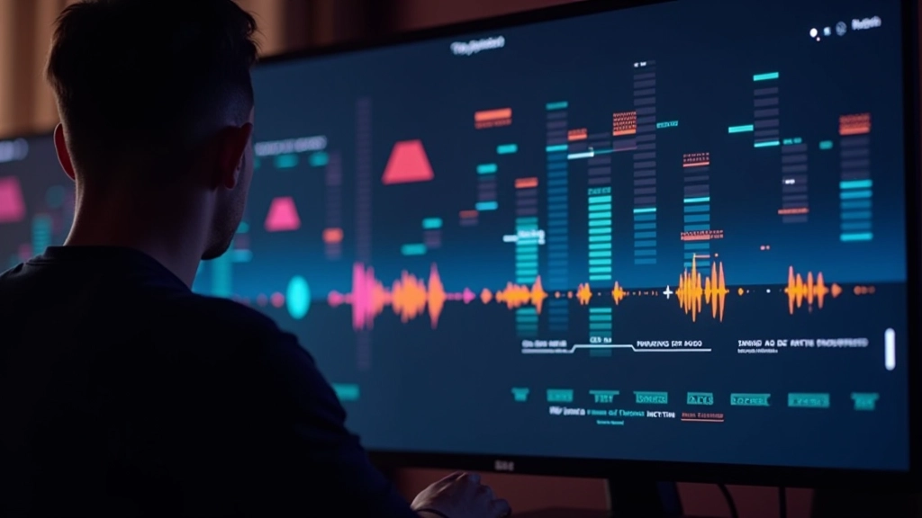 Visualizzazione del ritmo musicale con animazioni sincronizzate, forme geometriche che pulsano al beat in tempo reale